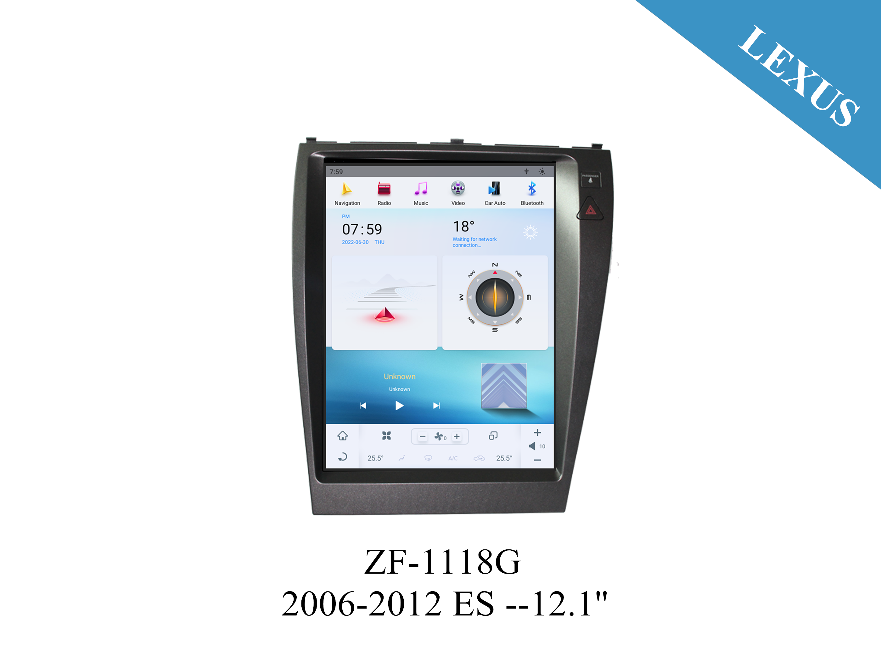 Lexus 2006-2012 ES 12.1 inch Tesla Style Apple CarPlay Android Radio Upgrade